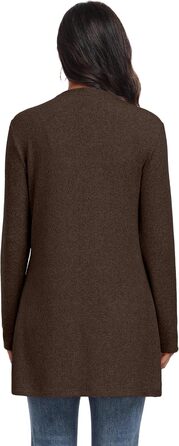 Жіночий кардиган QIXING в'язаний з кишенями, зелений (L, Коричневий) | Зручний, дихаючий, теплий | Для осені та зими