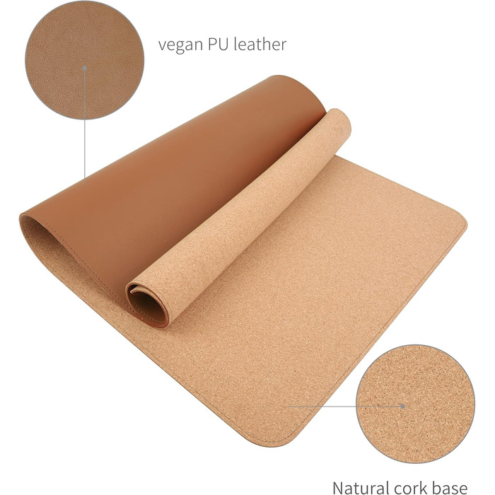 RENMTURE Килимок для миші з натурального корку та PU-шкіри, 80 x 40 см, захист столу, антиковзаюча поверхня, водонепроникний, для офісу та дому (Коричневий)