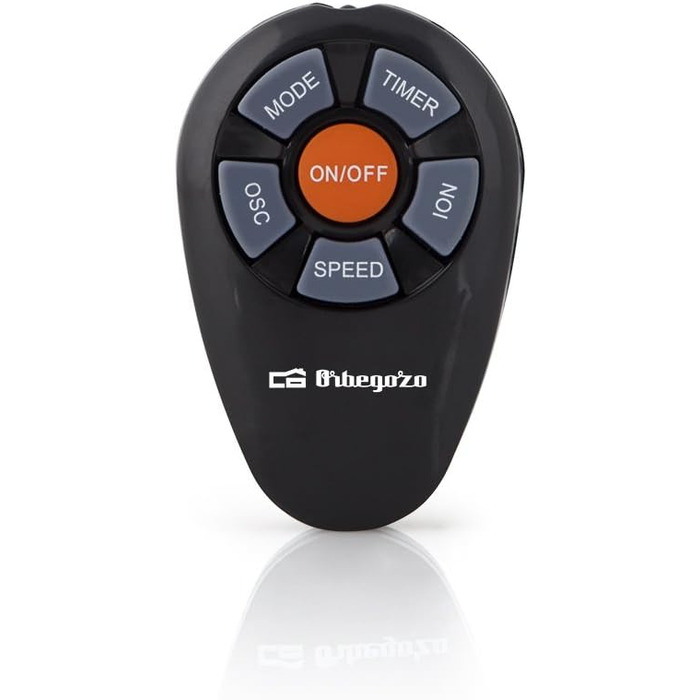 Турбовентилятор Orbegozo TWM 1015 з дистанційним керуванням: 3 режими, дисплей, таймер, 3 швидкості, поворот 80°, 45 Вт, сірий/чорний, 107 см