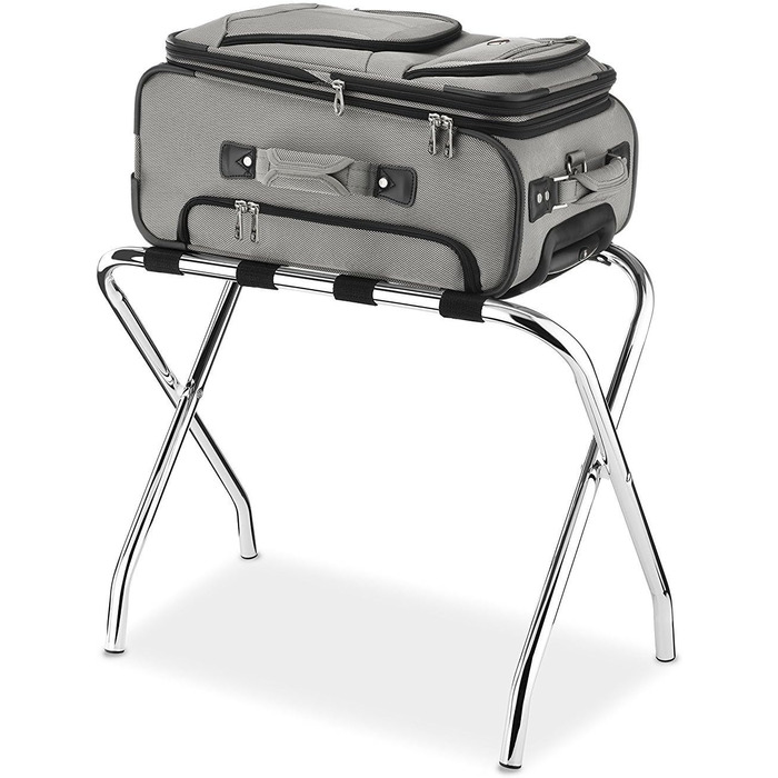 Amenities Trunk Folding Chrome Stainless Steel Suitcase Shelf Luggage Rack without Backrest (2-Pack)