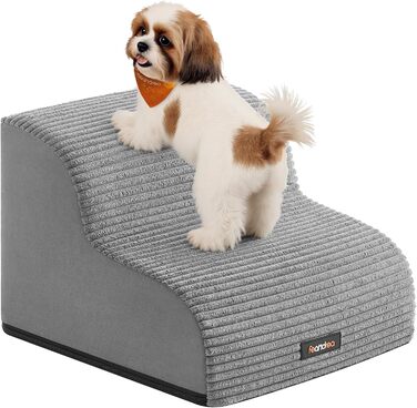 Сходинки для собак Feandrea, 3 сходинки, для маленьких собак, котів, водонепроникні, з неслизьким покриттям, знімний чохол, сірий PPS003G01