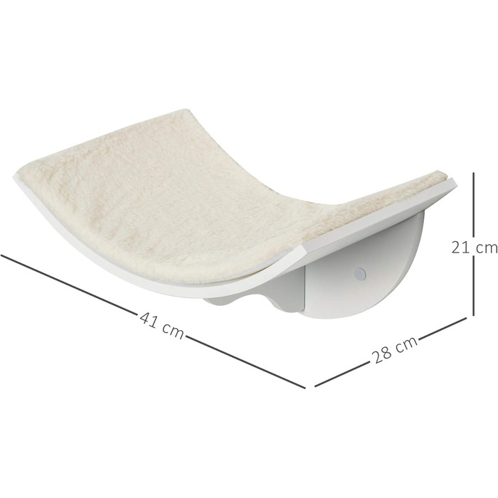 PawHut Cat Bed, Wall-Mounted Cat Bed, Cat Shelf, Wall Mount, Plush Cushion, MDF (White)