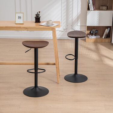 Kidol Adjustable Height Solid Wood Bar Stool - 360° Swivel, Industrial Modern Design for Kitchen Counter