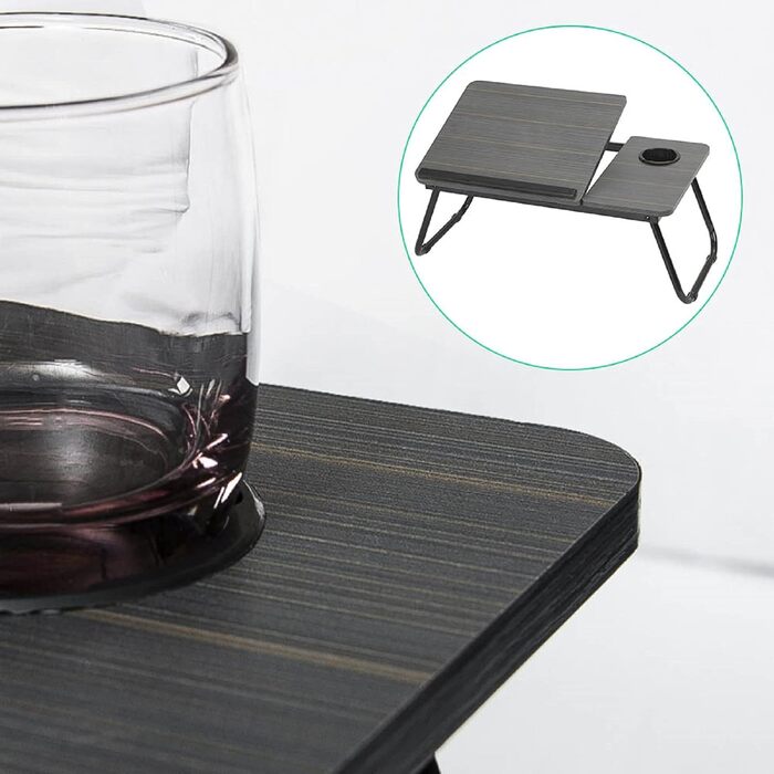 Складаний столик для ноутбука 55x32x25 см: підставка для планшета, ліжка, ноутбука з підстаканником (білий, чорний)