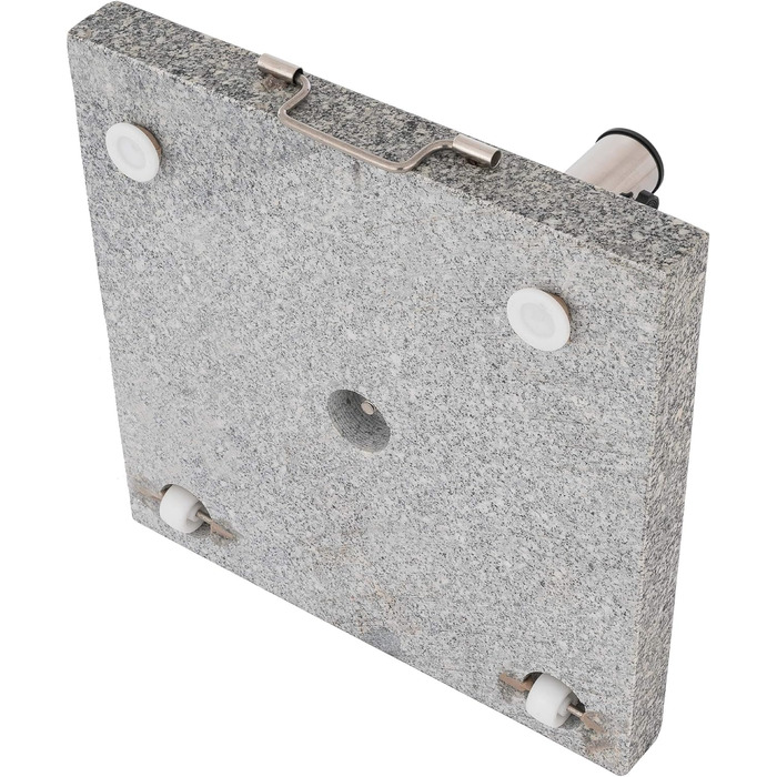 Nexos Parasol Stand 30kg Polished Granite Stainless Steel Square 45 x 45 cm Parasol Stand with Handle and Wheels