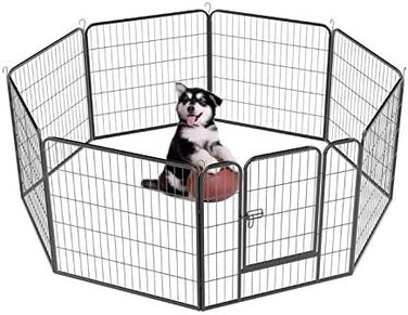 Клітка для цуценят та дрібних тварин 80x60 см, 8 секцій, з захисним тентом, розкладна, для собак, кроликів та інших дрібних тварин