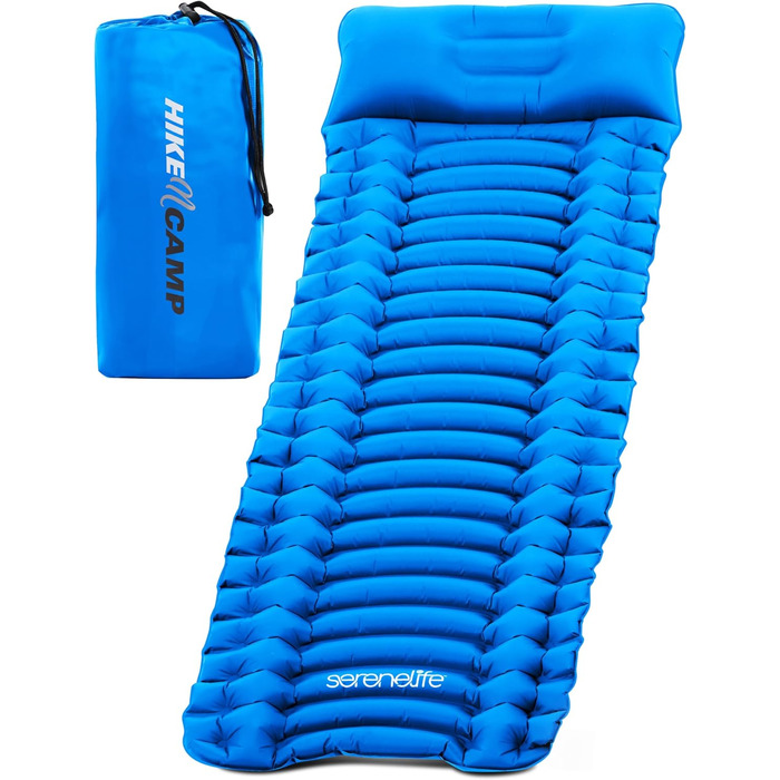 Спальні килимки та спальні мішки SereneLife – водонепроникні та міцні, для кемпінгу, трекінгу та відпочинку на природі (блакитний)