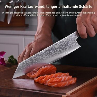 Кухонний ніж Kiritsuke FINDKING серії BLACK-ROSE з дамаської сталі, 23 см