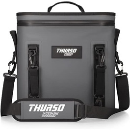 Thurso SURF Soft Cooler 24 Can — Термосумка для напоїв на 24 банки, 48 годин ізоляції, водонепроникна, для пляжу, кемпінгу, каякінгу, паделбордингу (сірий/чорний)