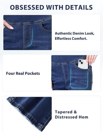 Жіночі джинси Pull On Straight, висока талія, еластичний денім, 4 кишені, темно-синій колір, розмір 31