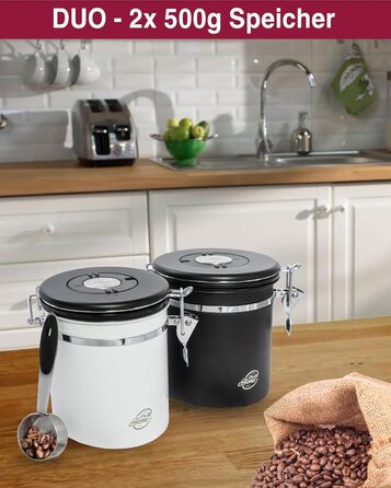 Контейнер для кави 500г з нержавіючої сталі з дозатором та календарем, 1,5л, стильна упаковка