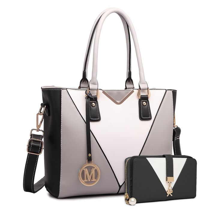 Сумка жіноча Lulu Daen середнього розміру з PU шкіри: сумка-шопер, сумка на плече для роботи, подорожей, бізнесу (Сіра)