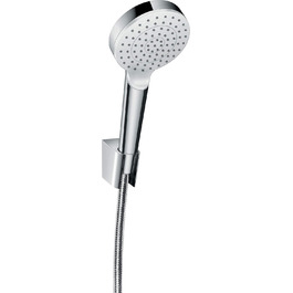 Душовий набір hansgrohe Crometta: лійка, шланг 1,25 м, тримач, білий/хром, 1 режим, 26691400 (набір зі шлангом 1,6 м)