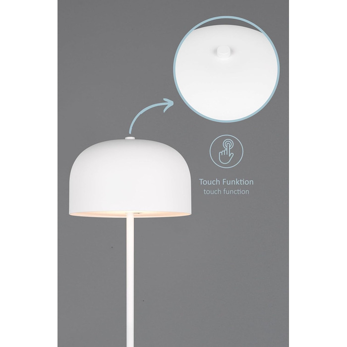 LED настільна лампа Julien: акумуляторна, USB-C, сенсорне керування, Ø 12 см, металева, 1.5W, IP20, матовий білий