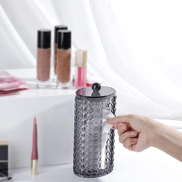 Організатор для ватних дисків, акриловий контейнер для ватних дисків з кришкою, чорний, для спальні, ванної кімнати, туалетного столика