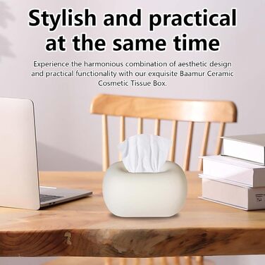 Ceramic Cosmetic Tissue Box, Tissue Box Made of Ceramic White Cosmetic Tissue Boxes Napkin Holder Decorative Tissue Box Dispenser Facial Tissue Organizer for Living Room Hallway Bathroom