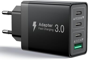Мережевий адаптер Aioneus 40W з 4 портами USB-C та USB-A (1 шт, чорний)