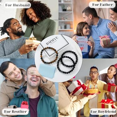 Чоловічі браслети з натурального каміння: лава, тигрове око. Набір 2-4 шт. Б MMYE