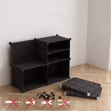 Regal System Shoe Rack Set of 20 Cubes, Plastic Closet with Doors, Plug-in Shelf, DIY Cube Shelf, Storage, Modular Combination Cabinet for Clothes, Shoes, and Books, Black (Black with 16 Cubes)