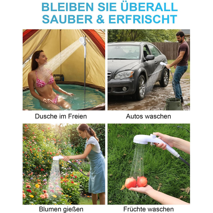 AUTOPkio Camping Shower 12V, Portable Plug-and-Play Outdoor Camping Shower Set with Upgraded Pump for RV, Travel, and Car Washing (Without Spray Gun)