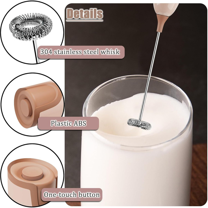 Електричний пінозмішувач Aischens для кави, лате, матча та інших напоїв (рожевий)