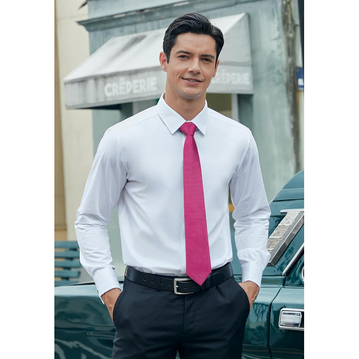 Краватка чоловіча Hisdern для весілля, рожева, з нагрудною хустинкою та затискачами для запонок - комплект