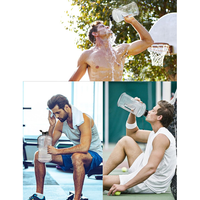 Пляшка для води 2.2л з ручкою, велика прозора, BPA-free, для спорту, туризму, фітнесу, подорожей - міцна пластикова пляшка
