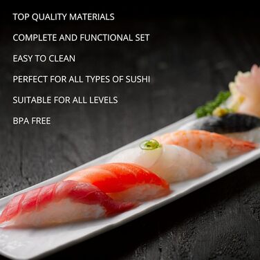 Набір для приготування суші на 17 частин. Професійний набір для суші, бамбукова килимок, ніж, форми для нігірі та онігірі, палички, ложка. Maker B