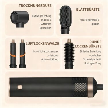 Фен-щітка 5 в 1 для волосся, Airstyler, стайлер для укладання, випрямляч, локони, об'єм, рожевий, Eurostecker