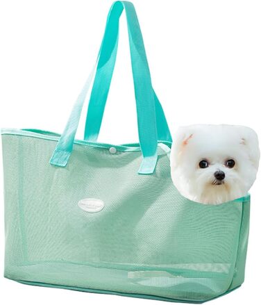 Сумка для собак та котів маленьких порід Soer, дихаюча сітка, пляжна сумка, переноска для цуценят, розкладний дизайн, для подорожей на відкритому повітрі (зелена, L)