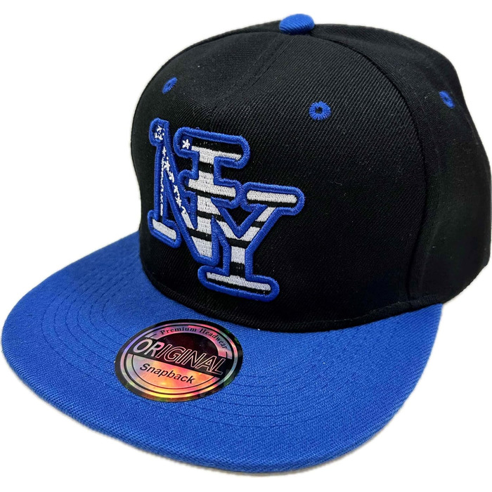 Кепка Snapback USA з принтом NY, блакитна, універсальний розмір