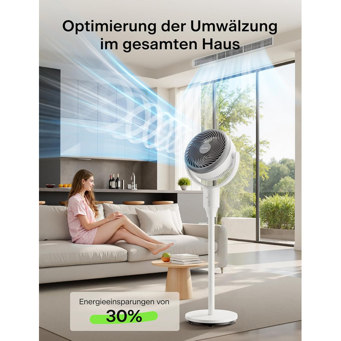 Вентилятор торнадо PELONIS з пульт дистанційного керування, дисплеєм, 3D циркуляцією, тихий (36.5dB), потужний (10м повітряний потік), регульована висота (60/111см), 4 швидкості, таймер, знімна решітка, поворотний, 92см, чорний