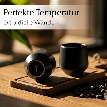 Набір чашок для еспресо Miamio 4 шт. (90 мл) з кераміки без ручки, чорний