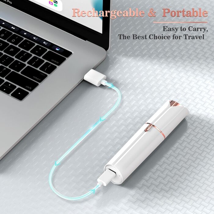 Електричний пристрій для видалення волосся на обличчі для жінок з LED-підсвічуванням, безболісний тример для обличчя, тіла, губ та підборіддя, білий