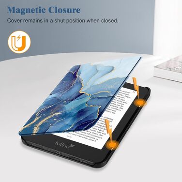 Чохол Fintie для Tolino Shine Color/Shine(2024)/Shine 4(2022) & Kobo Clara Colour/Clara BW(2024)/Clara 2E(2022) eReader - ультратонкий з авто-сон/пробудження та магнітним закриттям, блакитний мармур