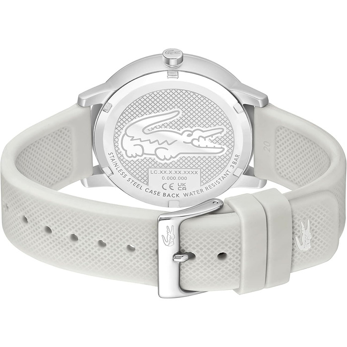 Годинник чоловічий Lacoste 12.12 Move Analog Quartz сріблясто-білий з силіконовим браслетом