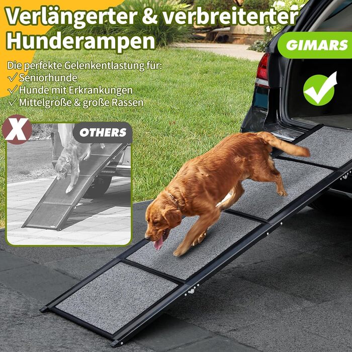 Рампа для собак Gimars 180 см, складана, для авто, вантажівок та SUV, до 110 кг