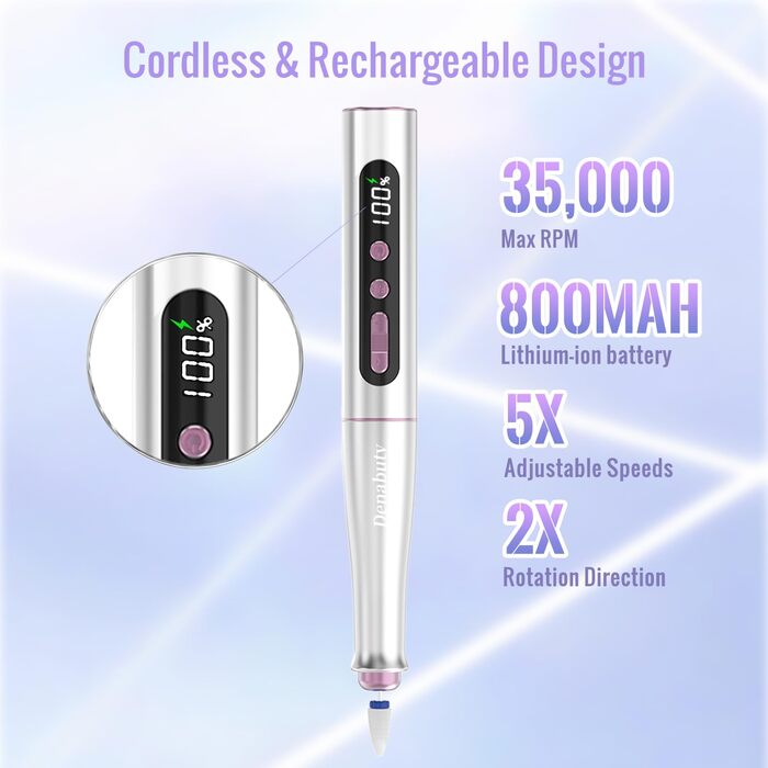 Електричний набір для манікюру та педикюру DN-2402, 13 в 1, 35000 об/хв, для гелевих, акрилових нігтів