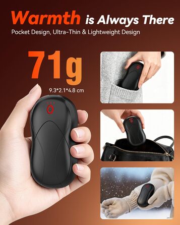 Електричні грілки для рук PHEJIE, 2 шт., 3 режими нагріву, портативні, для активного відпочинку, кемпінгу, гольфу, подарунок для жінок та чоловіків, чорний