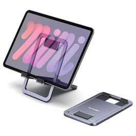 Тримач для планшета JSAUX з алюмінію, регульована підставка для iPad, Samsung Galaxy Tab, Steam Deck, ROG Ally, Switch, iPhone, сірий (Plus)