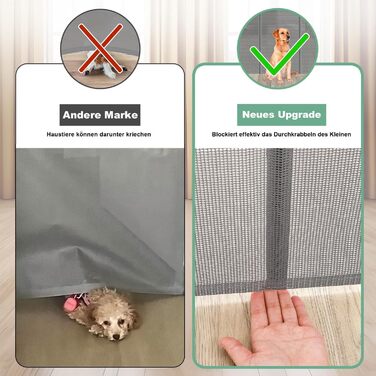 Retractable Baby & Pet Gate with Lock - 150cm Wide, 83cm High - Automatic Locking, Grey
