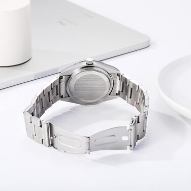 Годинник чоловічий BUREI срібний аналоговий кварцовий годинник на зап'ясті з нержавіючої сталі для чоловіків. Елегантний, класичний дизайн, білий та срібний колір.