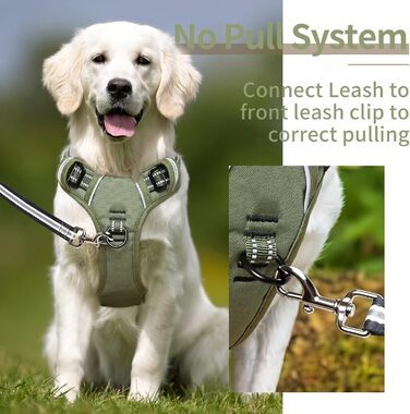 Нашийник для собак HEELE з посиленим кріпленням, світловідбиваючий, з м'якою ручкою, для контролю, 2 металеві кільця, для малих, середніх та великих собак, армійський камуфляж, зелений, M M MC-Armee Grün