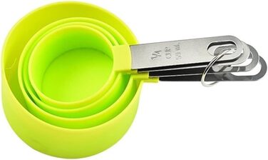 FBHappiness 4-Piece Baking Tool Set with Kitchen Measuring Spoons, Stainless Steel Handle, Measuring Cups with Scale, Measuring Spoons, Kitchen Helper (Color: 4 Green Cups) (4 Green Cups)