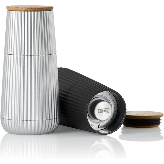 Набір для перекручування перцю та солі AdHoc MP155 Scape з керамічним жорном CeraCut®, темно-зелений та світло-зелений, регулювання ступеня помолу, подарункова упаковка