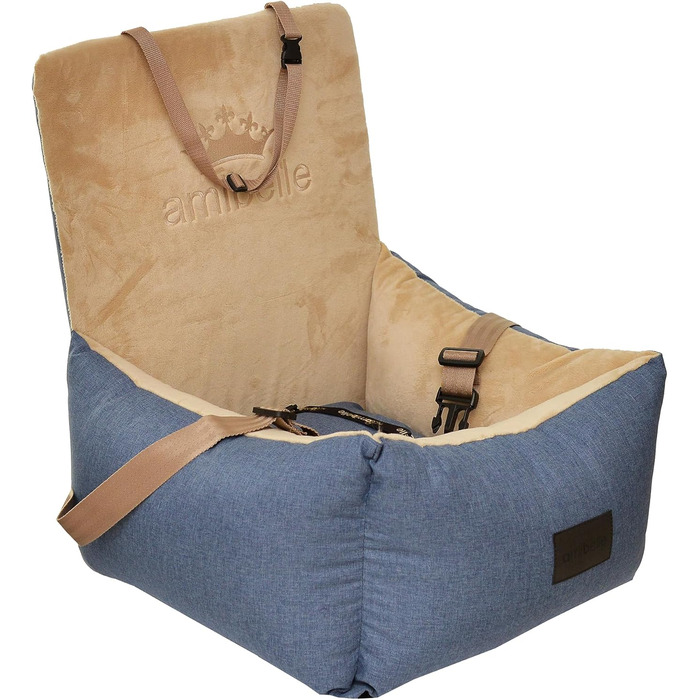 Автокрісло для собак та котів, Universal, миється, чорне, штучна шкіра, 55 x 55 см (Bella Jeans)