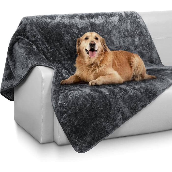 Водонепроникний килимок для собак 100x120 см - м'який, зручний, для активного відпочинку та дому, підходить для собак середніх порід до 16 кг, чорно-білий (L)