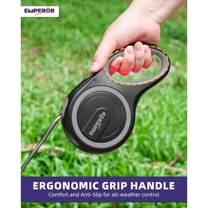 Емператор Петс GY26 - висувна поводок для собак, великих порід, до 50 кг, міцний, сірий, 7.9 м