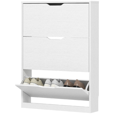 HOMCOM Shoe Cabinet with 3 Flaps, Shoe Rack, Shoe Bin Narrow Shoe Chest for 9-12 Pairs of Shoes 80 x 17 x 108 cm, White | Aosom