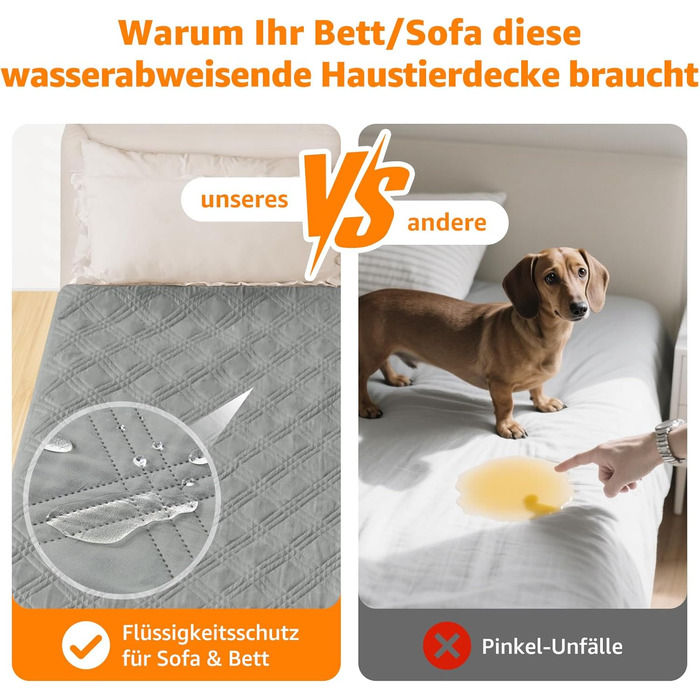 Водонепроникний коврик для собак Pick For Life, 97x190 см, сірий. Захист дивану та ліжка, легко миється. Підходить для великих та маленьких собак